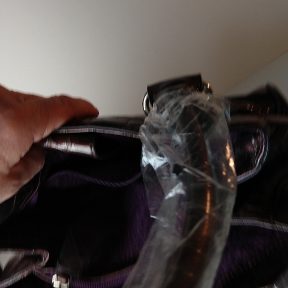 Faux alligator purple handbag NWOT purple leopard - Picture 7 of 11